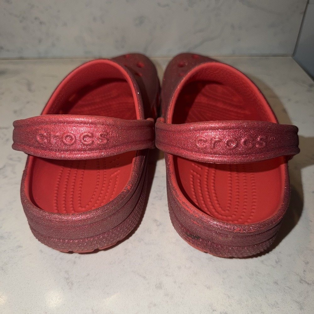 Crocs Classic Red Flame Glitter Clog Unisex Mens 5 Womens 7 Colorful Movie Inspo - Picture 4 of 8